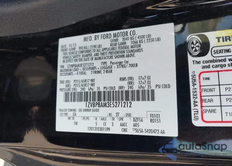 2014 Ford Mustang V6 z USA, uszkodzony, nr VIN 1ZVBP8AM3E5271212